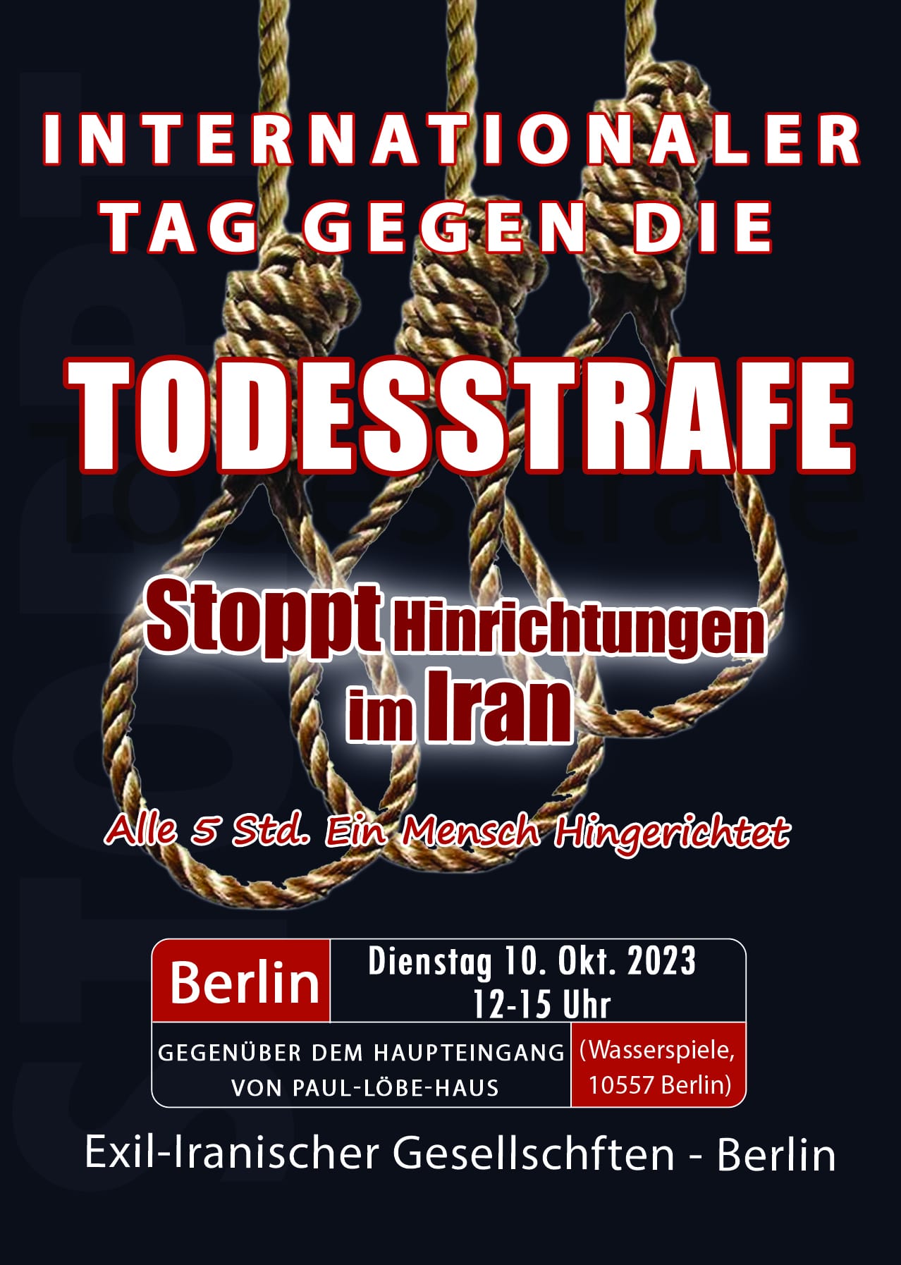 IRAN – Versammlung & Menschenrechtsausstellung  zum Internationalen Tag gegen die Todesstrafe